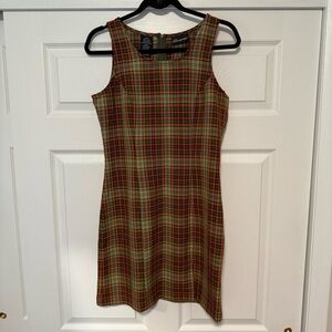 No Boundaries 90s Brown and Green Plaid Mini Dress